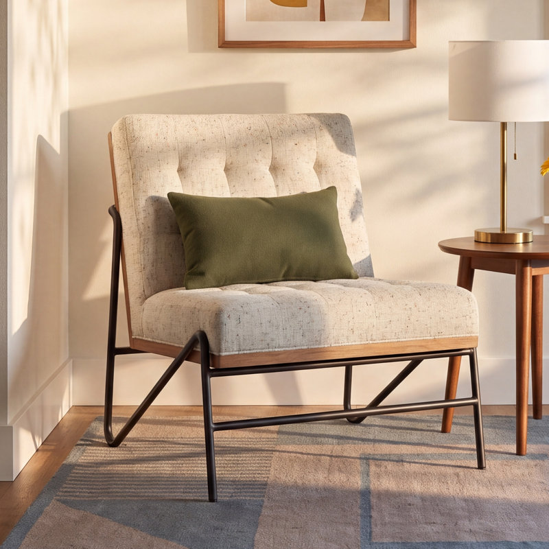 Wharton Upholstered Accent Chair, Brown, White