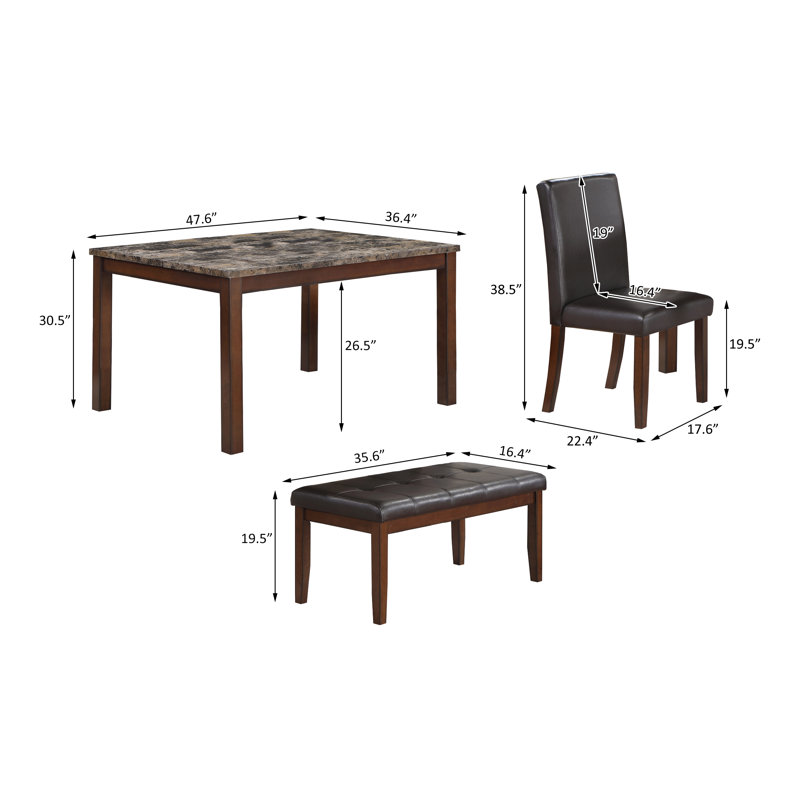 Leclerc 5 Piece Dining Set, Brown, Espresso