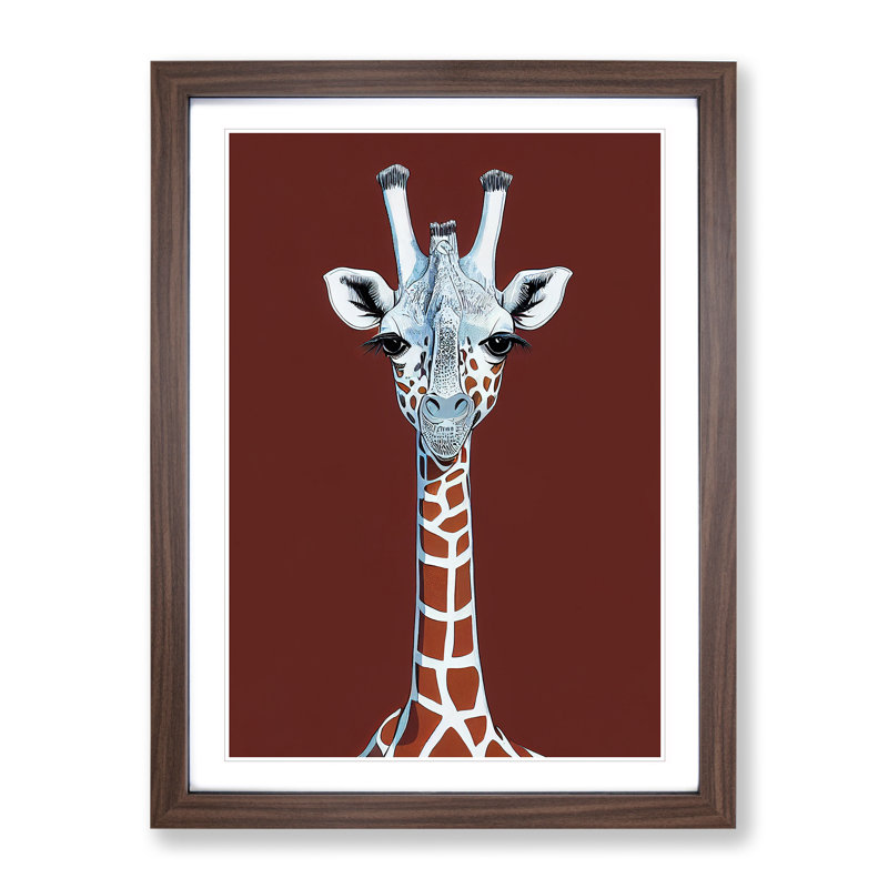 Unique Giraffe - Single Picture Frame Print, 64cm H x 46cm W x 2cm D, Walnut Framed