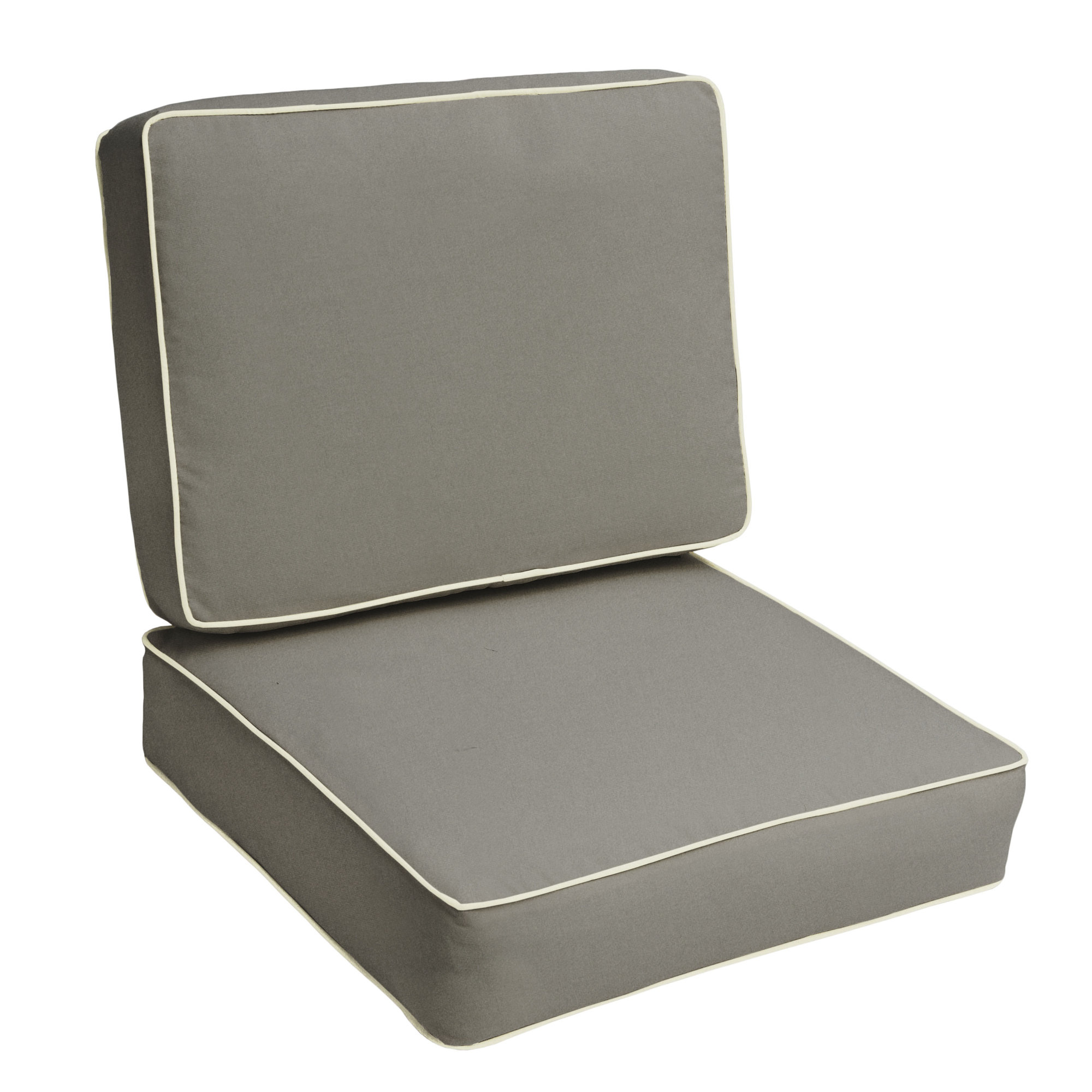 Sunbrella Indoor/Outdoor Chair Cushion, 5", 23.5" x 23", Canvas Charcoal/Canvas Natural Cord