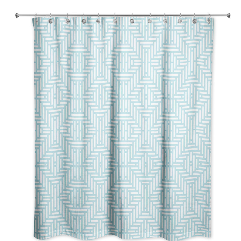 Rideau de douche simple géométrique Travers, Bleu sarcelle