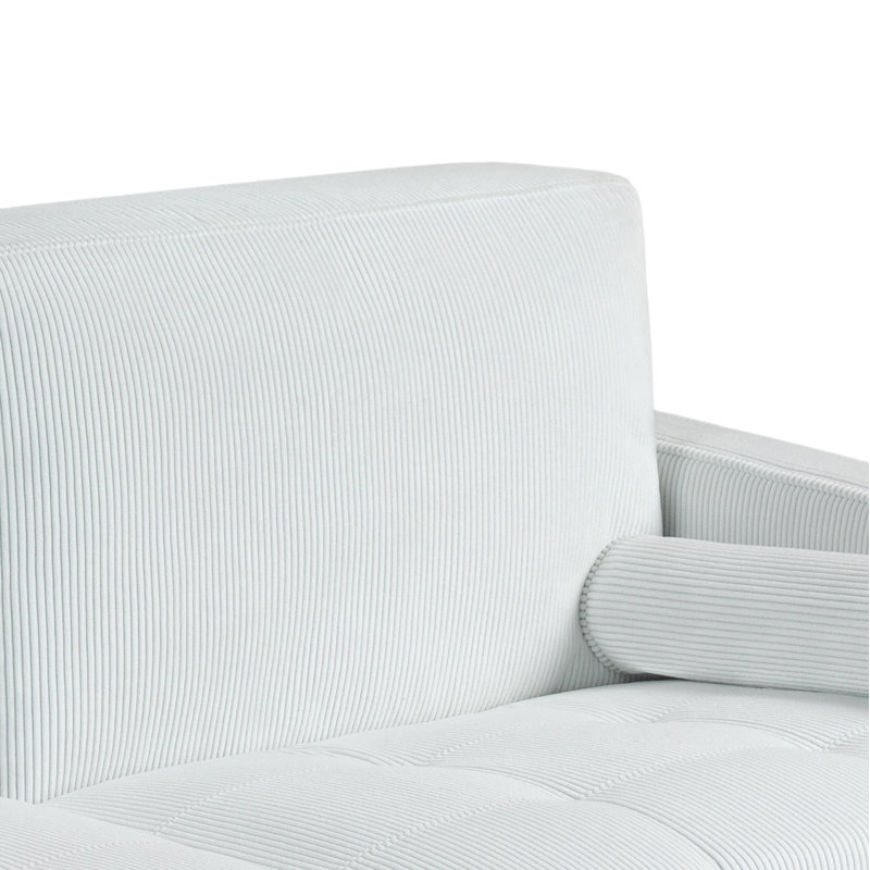 Canapé à accoudoirs carrés 62,7 po Carmelinda, Velours côtelé beige