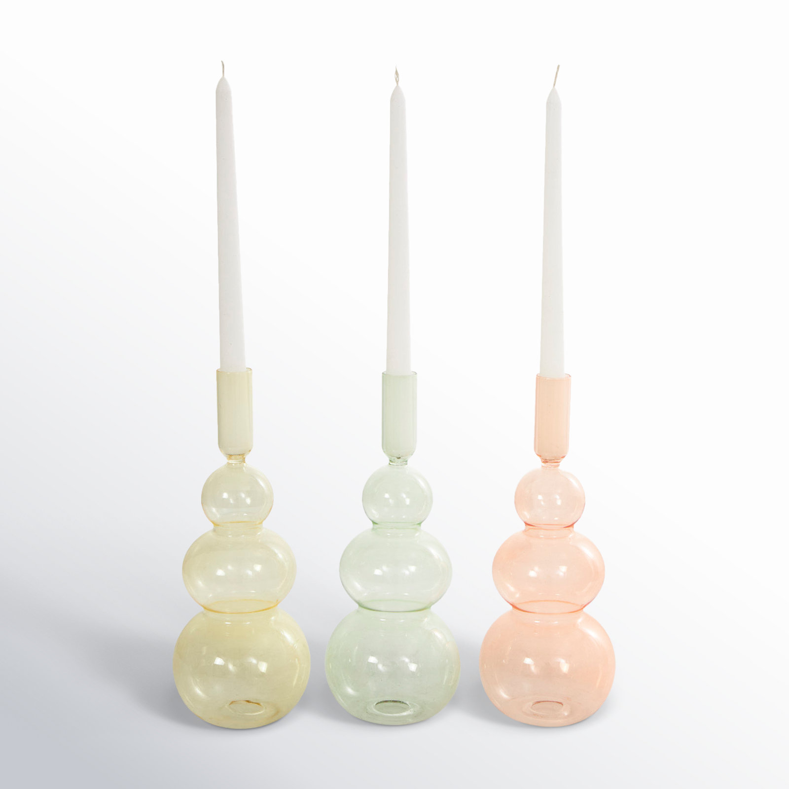 Glass Candlestick Holder Set