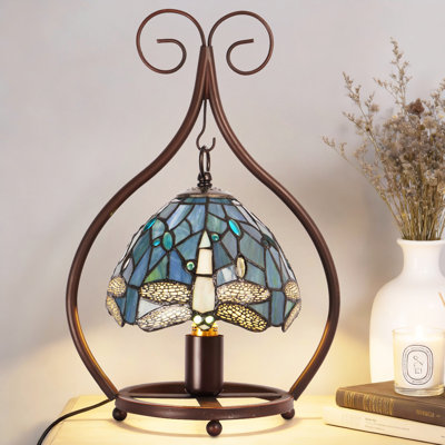 Lampe de table en verre coloré 16,5 po style Tiffany Vintage (ampoule incluse)