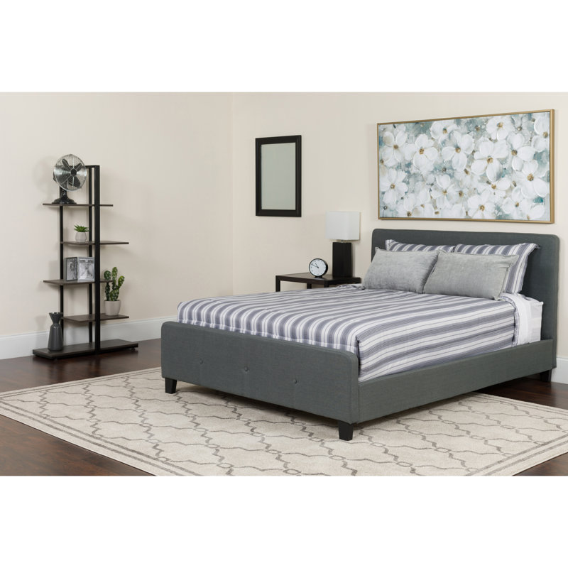 Upholstered Panel Bed, Dark Gray, Queen