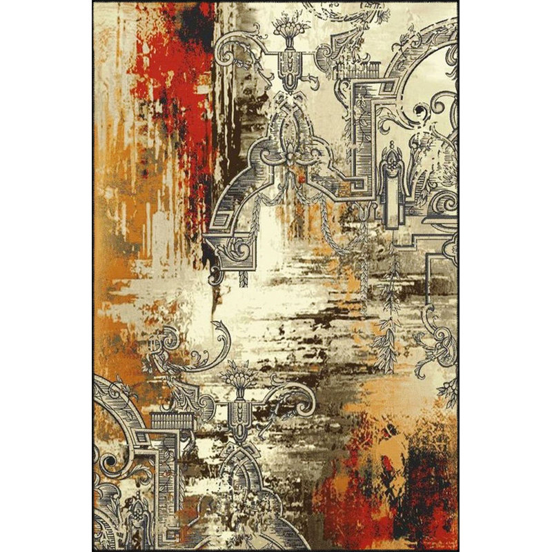 Tapis tissé brodé lavable à la machine, Rond 3 pi 3 po