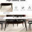 Modern Rectangular 64.46" Dining Table With Sintered Stone And Dark Grey Metal Legs, Stable, - Scratch, Heat Easy To Clean-391841758