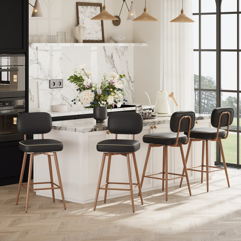 Tabourets de comptoir pivotants modernes avec structure en métal, Noir