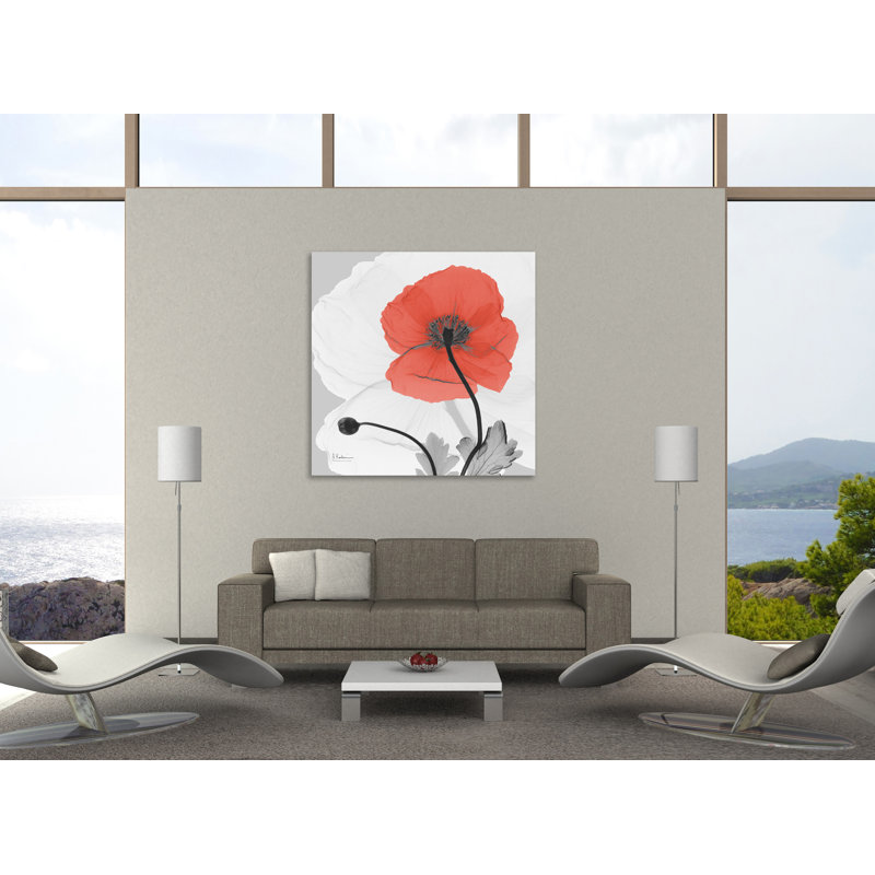 "Islande coquelicot", toile tendue par Albert Koetsier, H 48 po x l 48 po x P 1,5 po