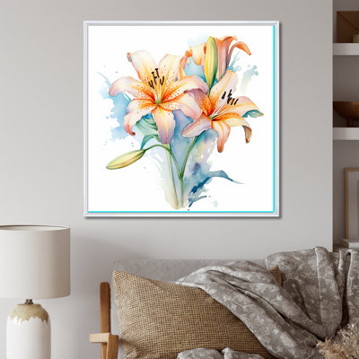 Aquarelle élégante lis pureté II sur toile