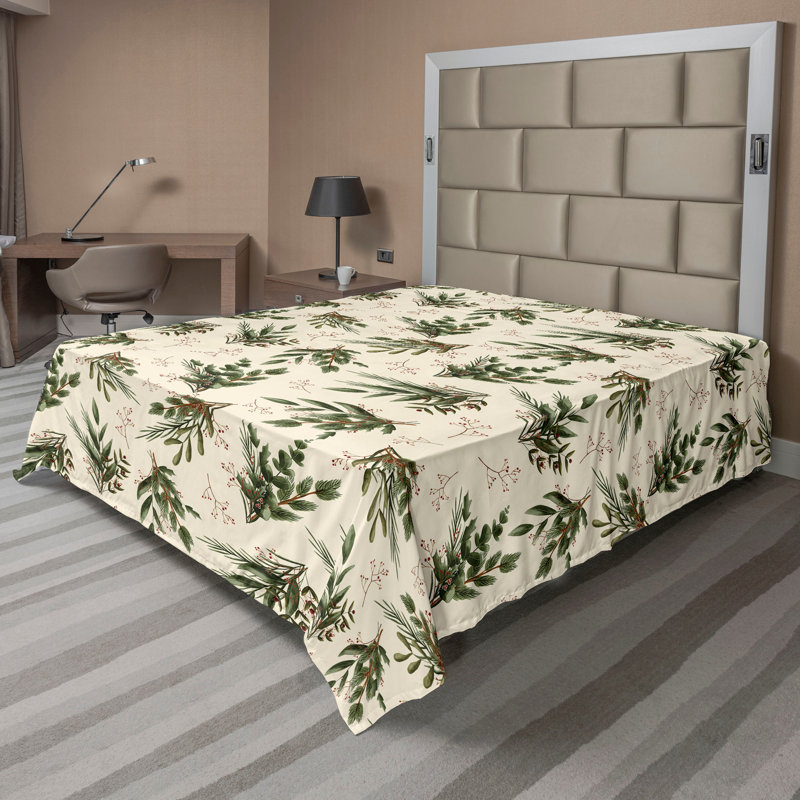 Drap vert Ambesonne, Drap plat pour taille de lit grand
