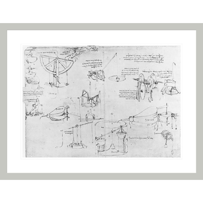 Fol. 7r from the Codex Atlanticus 1478-1518 (pen & amp; encre sur papier) par Leonardo Da Vinci - Impression Giclée encadrée