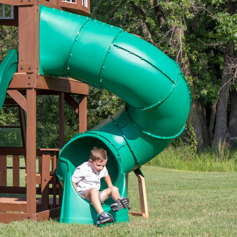 Green High-Density Polyethylene Spiral Tube Slide for 5' Deck