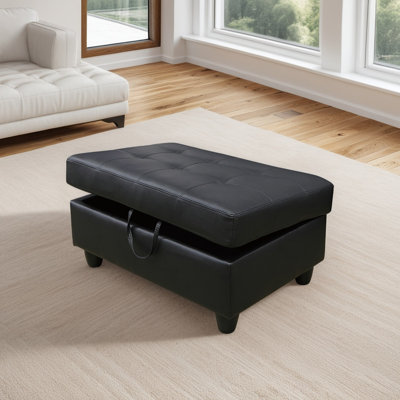 Beitz Vegan Leather Ottoman by Ebern Designs