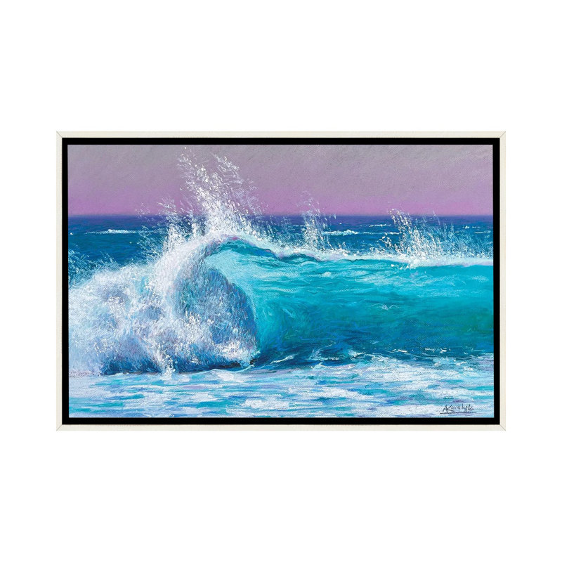 Breath of the Wave - reproduction d'art murale - toile encadrée, 26 po x 40 po, Toile avec cadre, Blanc patiné