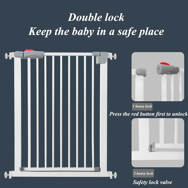 Barrière de sécurité à fermeture automatique pour bébé avec double verrouillage - barrière en métal réglable