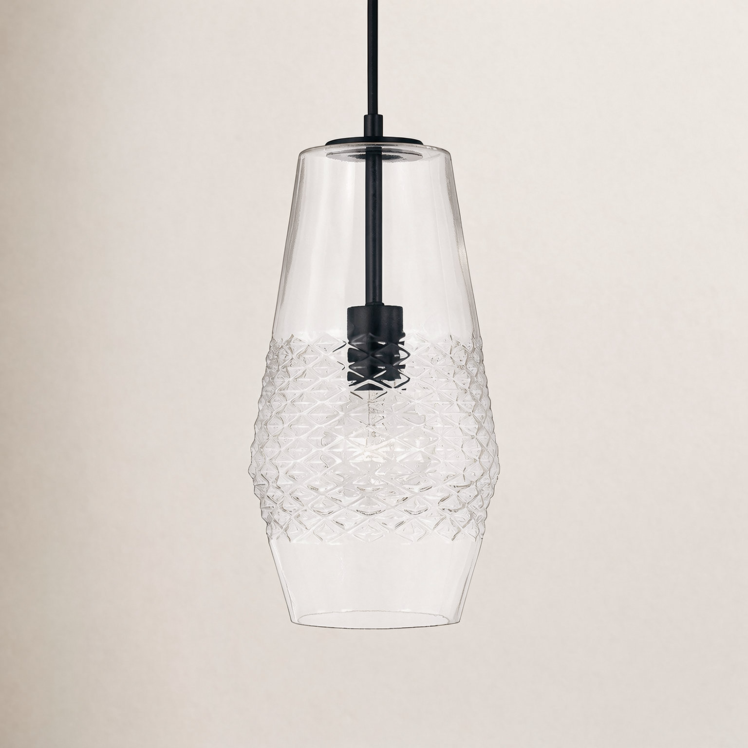 Single Light Glass Dimmable Pendant, Matte Black