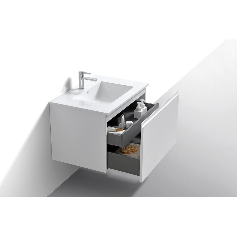 Balli 32" Wall-Mounted Single Bathroom Vanity Set, Gloss White