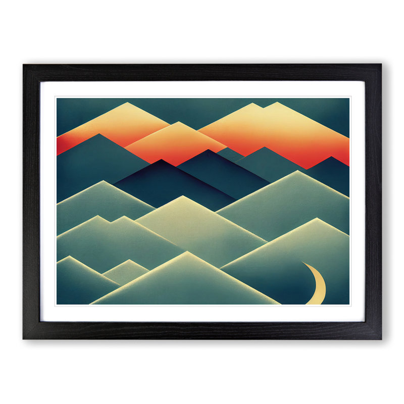 Exclusive Abstract Mountains - Single Picture Frame Painting, Black, 25cm H x 34cm W x 2cm D