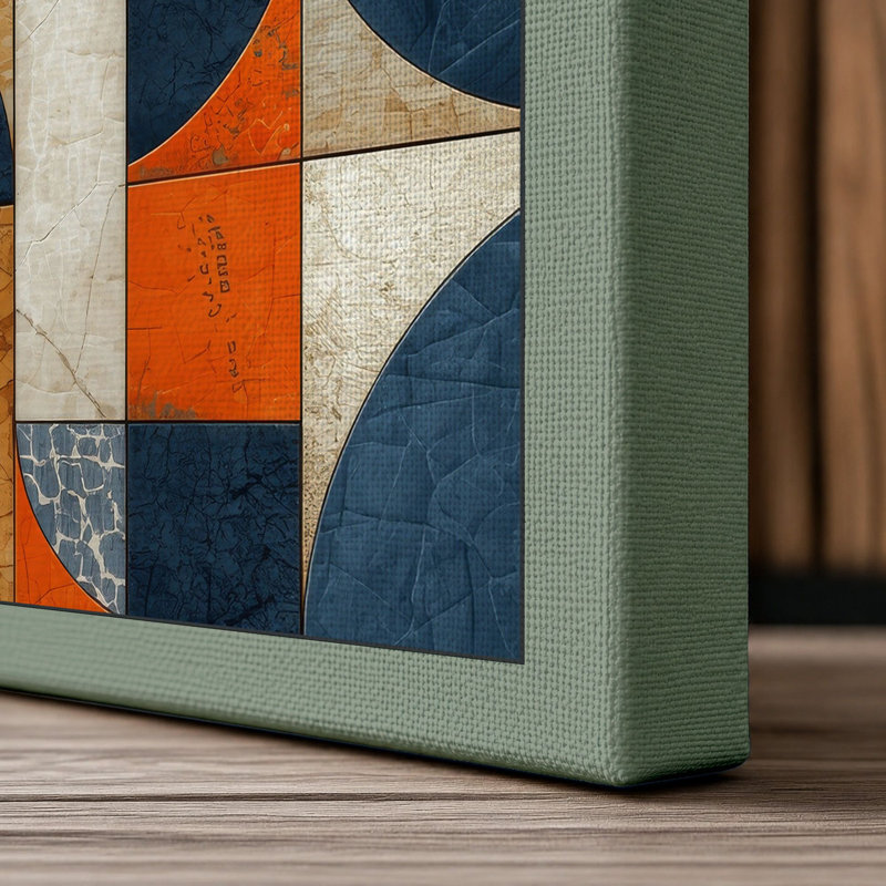 Geometric Tile Study Mid-Century - Wrapped Canvas, 24x16 - 61.0 x 40.6 cm, Sage Border