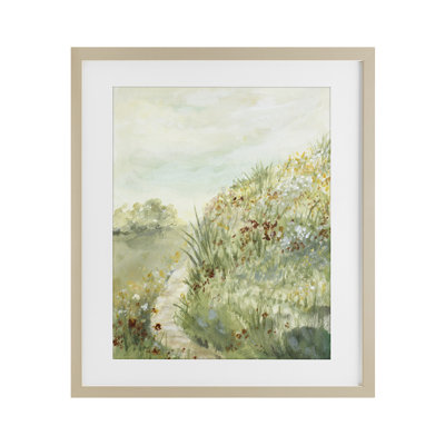 Hilltop Blooms & Winding Trail Framed Print Under Glass, design by Lanie Loreth