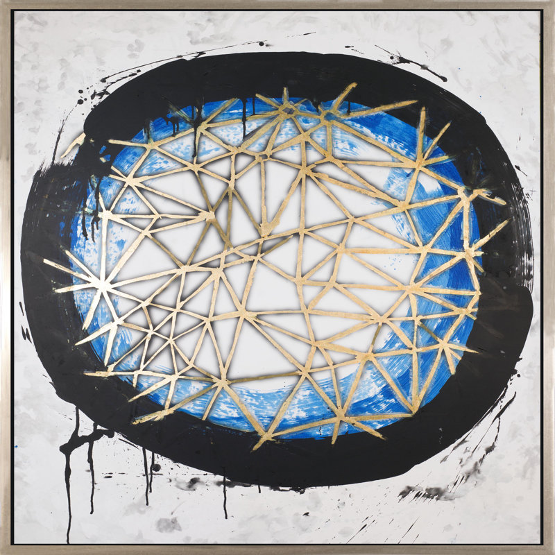 Cyan Enso - Peinture sur toile avec cadre flottant, H 36 po x l 36 po