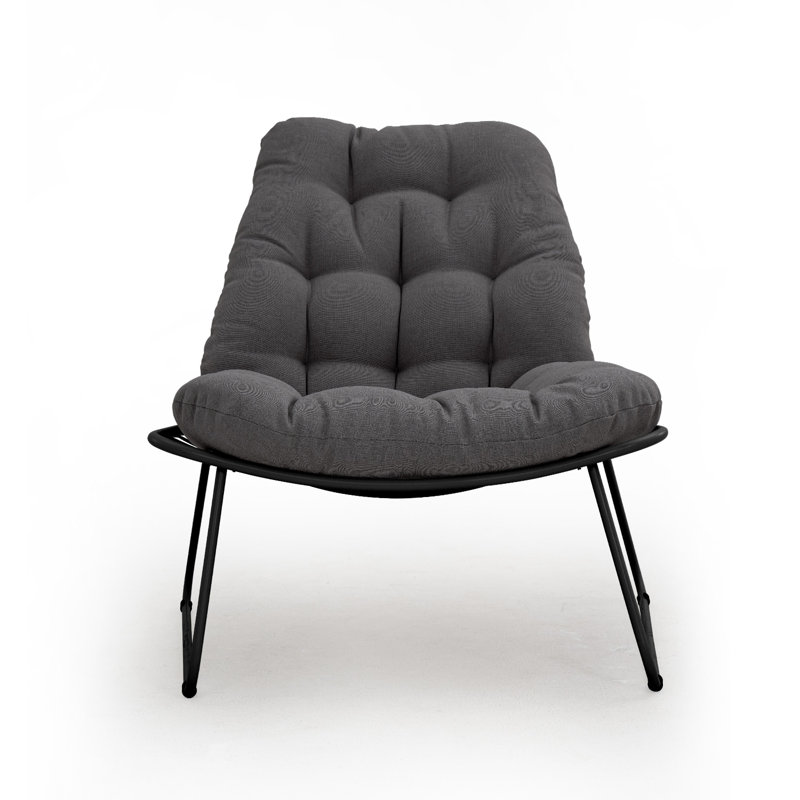 Gifty Patio Scoop Lounge Chairs With Cushions, Gray, Black