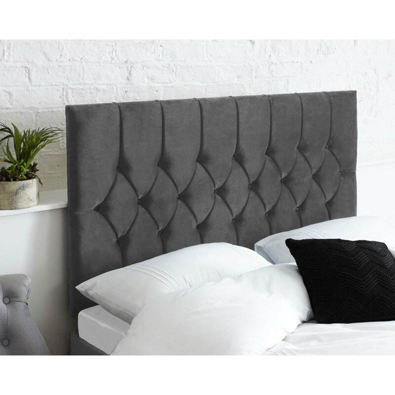 Linda Upholstered Headboard, Small Double (4'), Grey