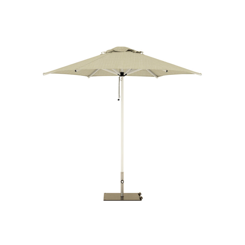 Mistral Round Market Umbrella, Square Metal with wheels+2" Stainless Steel Tube, 8'10", Tuscany