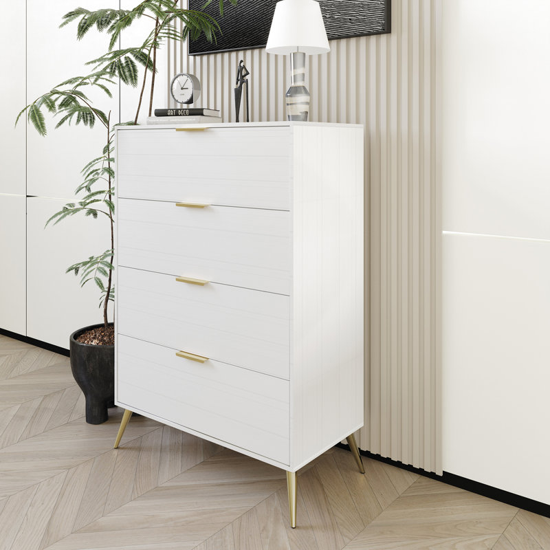 Commode l 4 tiroirs Rafiat, Blanc