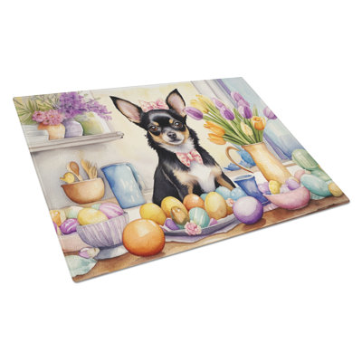 Décoration de planche à découper en verre Chihuahua de Pâques