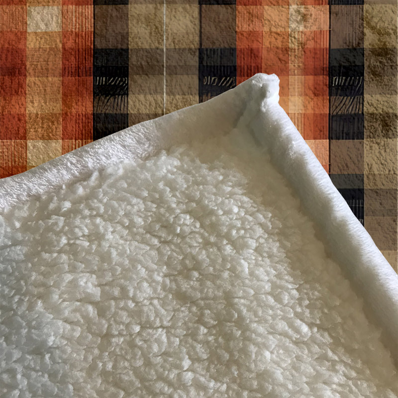 Throw Blanket, 68" W x 80" L, Checkered/Abstract, Orange/Brown