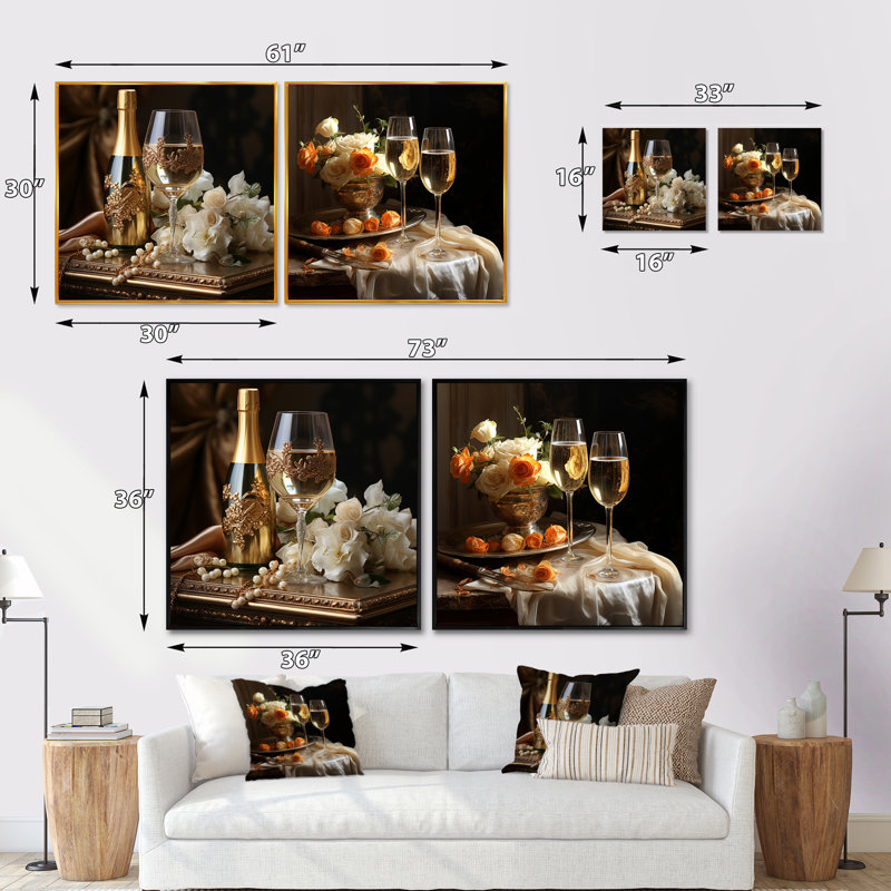 «Classic Elegance», 2 pièces, Cadre flottant noir, H 16 po x l 33 po