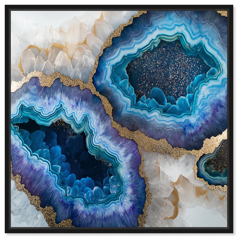«Beryl Brood II Canvas Geode», art mural par , H 13 po x l 13 po, Cadre flottant noir