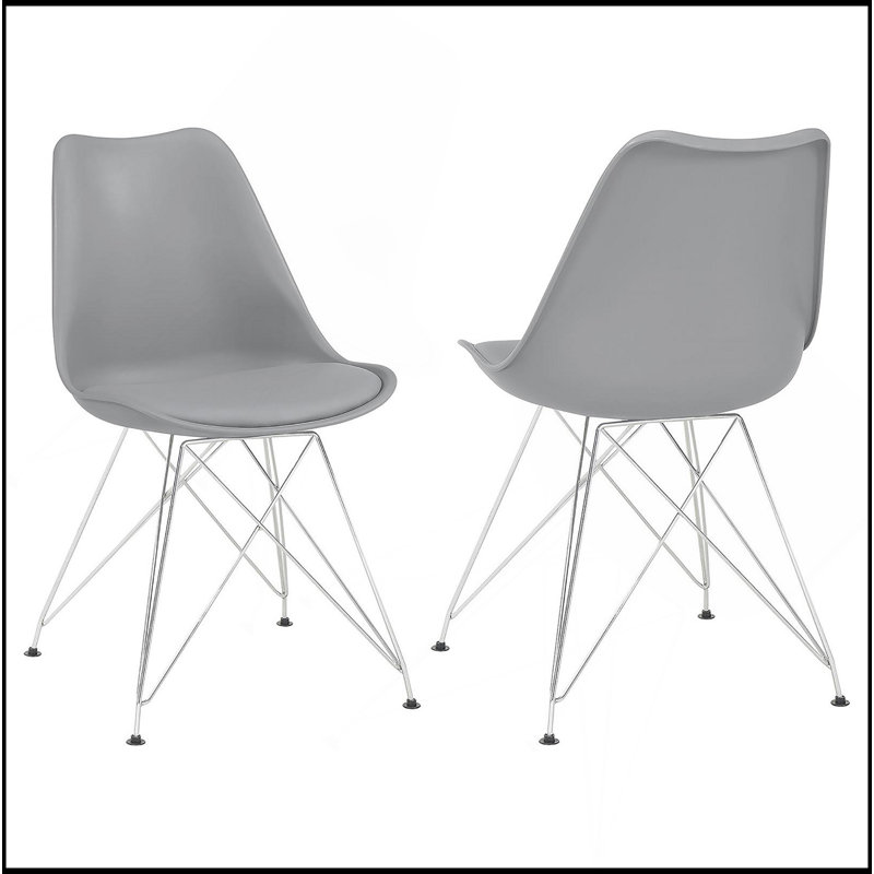 Ensemble de 2 chaises d'appoint en polypropylène, Tissu gris