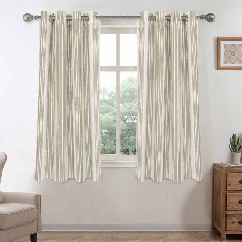 Romelia Saki Print Room Darkening Grommet Curtain Panel, 52" W x 63" L, Camel Beige