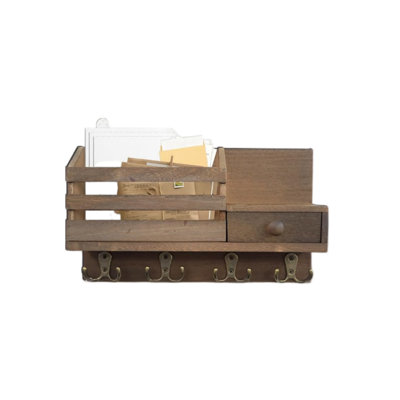Wood Wall Organizer with Wall Baskets