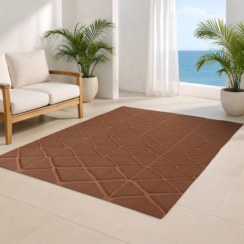 Tapis brun intérieur et extérieur Trellis, Rectangle 4pi x 6 pi