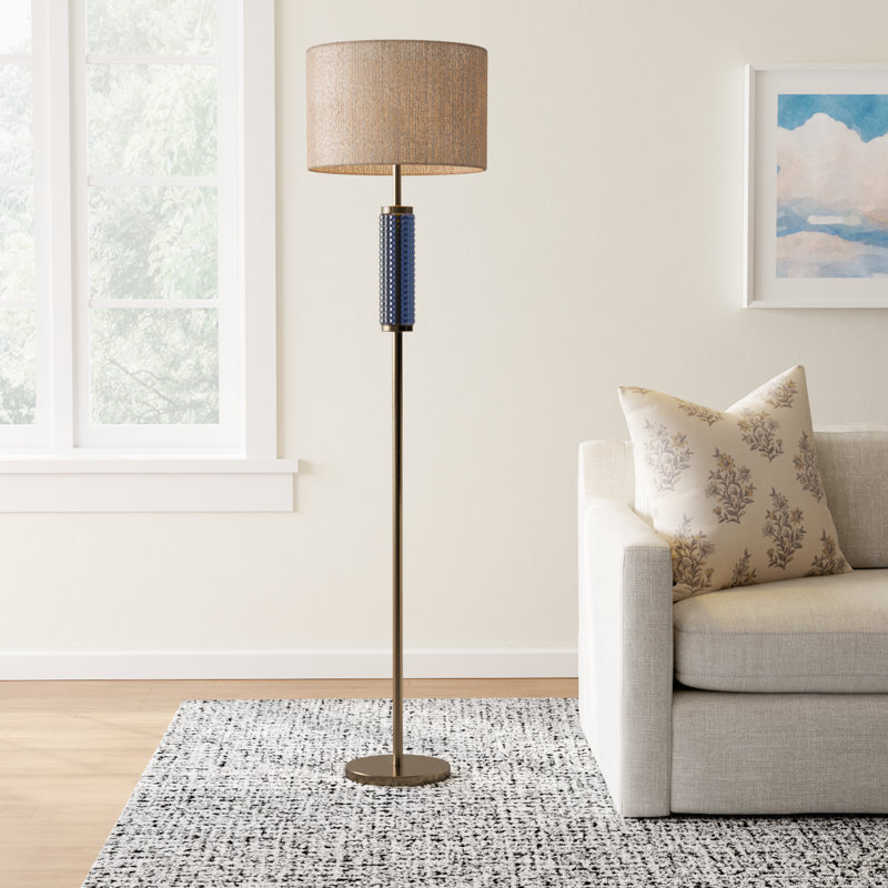 64.5'' Traditional Floor Lamp, Brass/Blue 
