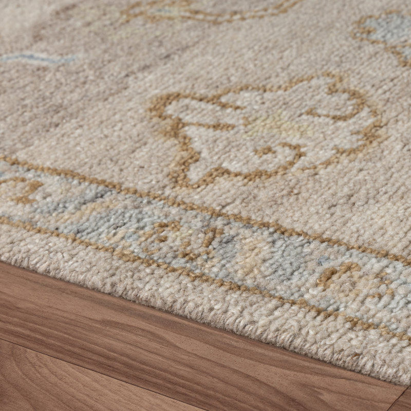 Tapis d'intérieur en laine naturel fait à la main Herny, Rectangle 10 pi x 14 pi