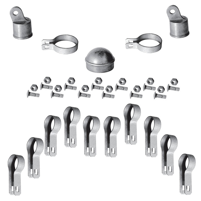 2-3/8 in. Corner Post Kit Galavanized, Silver