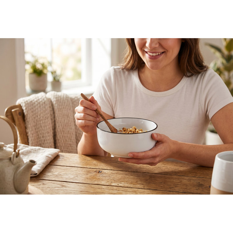 Ensemble de 4 bols à céréales en grès Bistro de 14,2 cm (5,6 pouces) pour soupe, salade et pâtes - durable, allant au micro-ondes et au lave-vaisselle