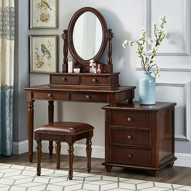 Makeup Vanity with mirror,7 drawers,1 chair