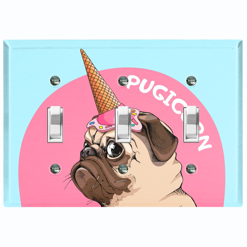 Plaque murale 3 lumières Pugicorn Dog Ice Cream