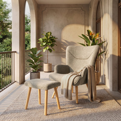 Upholstered Armchair With Footstool