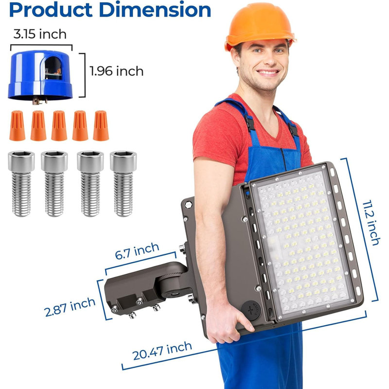 Éclairage de 200 W à DEL pour le stationnement, homologué UL 32000LM, intensité variable de 0 à 10 V avec capteur de crépuscule à l'aube, imperméable IP65, résistant aux chocs IK09, montage sur glissière pour éclairage de sécurité extérieur - paquet de 3