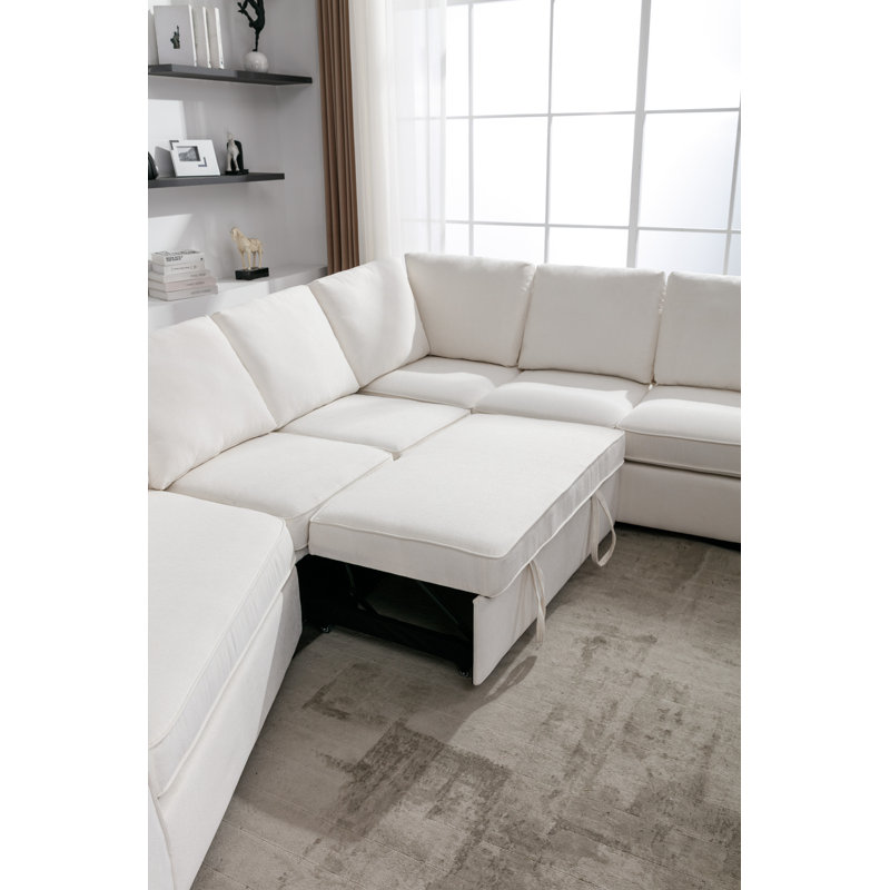 Canapé-lit modulaire 3 pièces avec lit gigogne Ginelie, canapé-lit moderne en L avec port de chargement USB, canapé modulaire