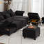 Canapé modulaire de coin en L en chenille avec repose-pieds Ahren-1612285471