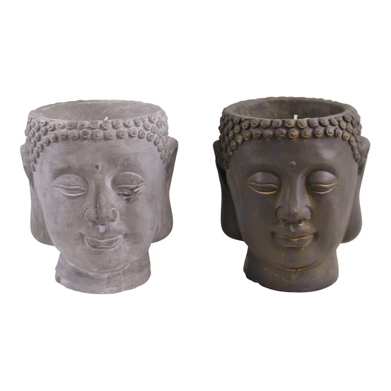 2 Piece Concrete / Cement Tabletop Lantern Set, 16cm H x 30cm W x 15cm D