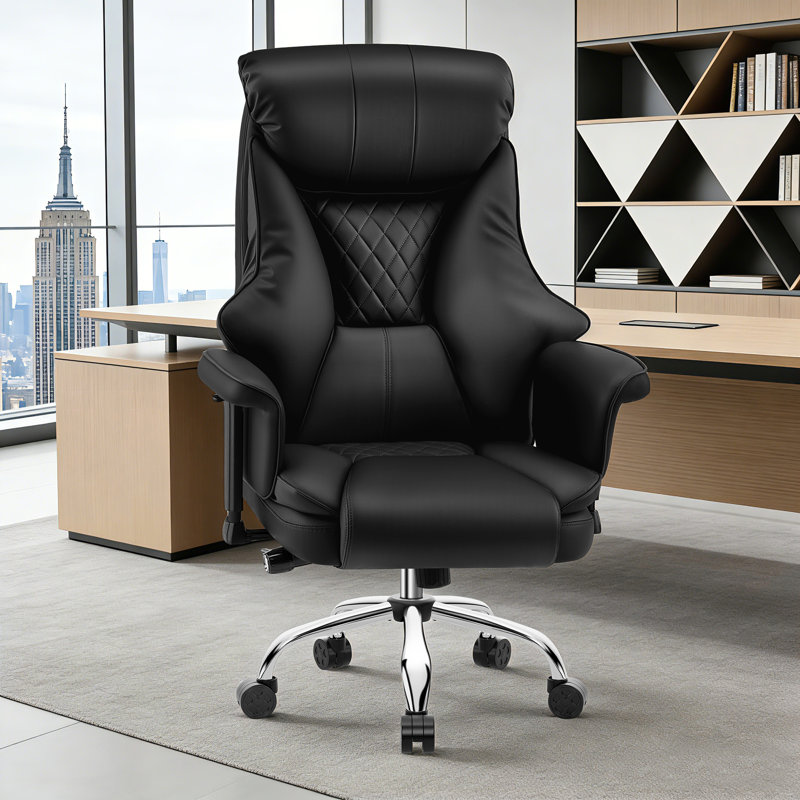 Modern Ergonomic Executive Chair with Adjustable Armrest and Lumbar Support, Black